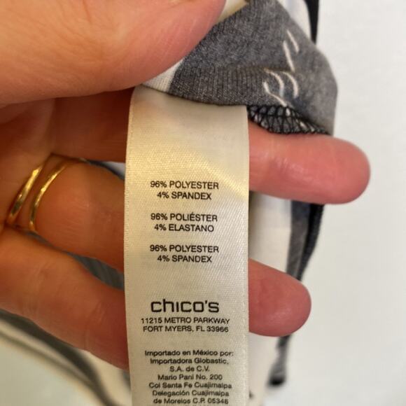 Chico’s Tropical Print Short Sleeve Blouse EUC Sz 16 Stretch Abstract Polyester - Picture 5 of 13